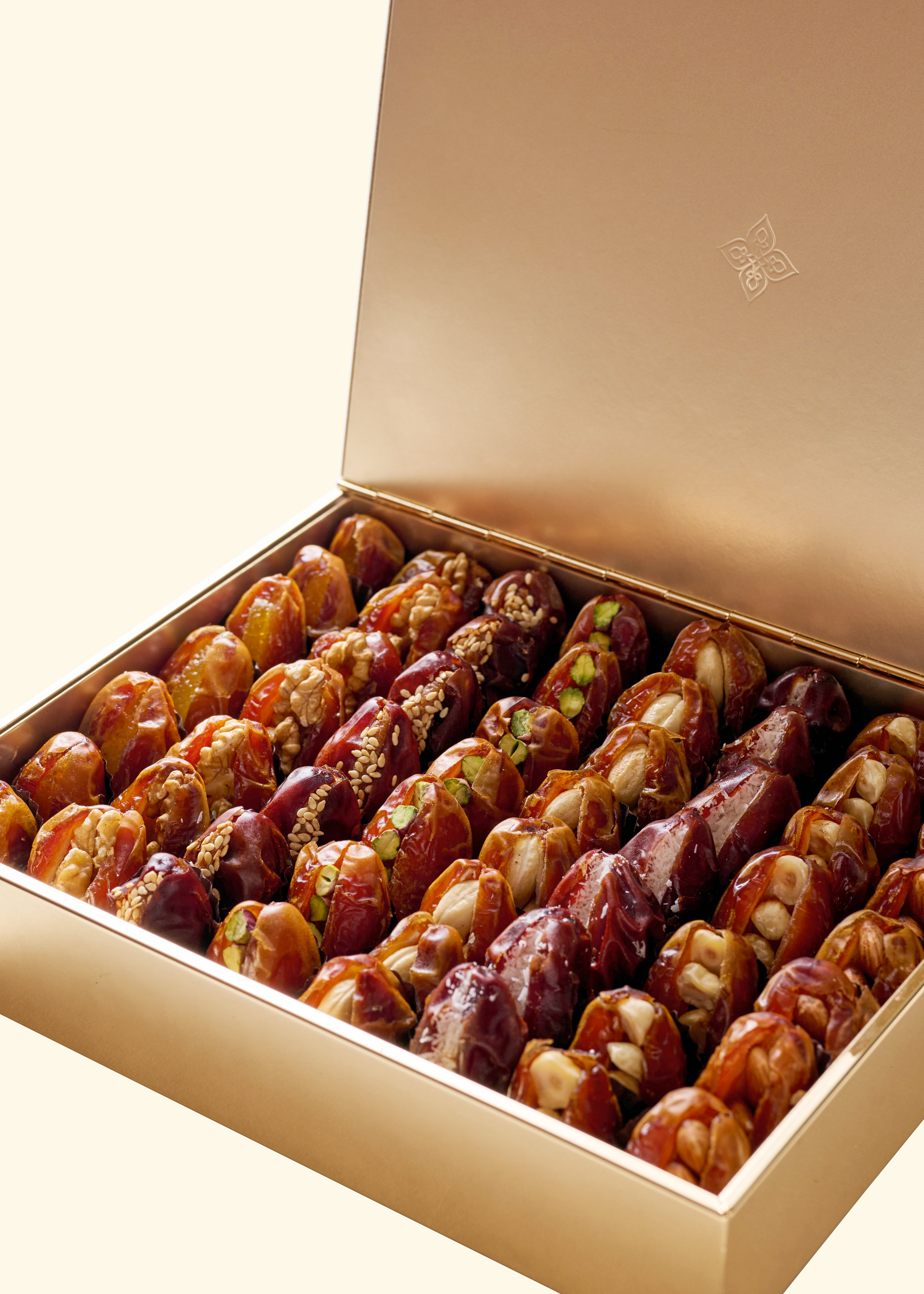 LARGE DATES METAL GOLD BOX