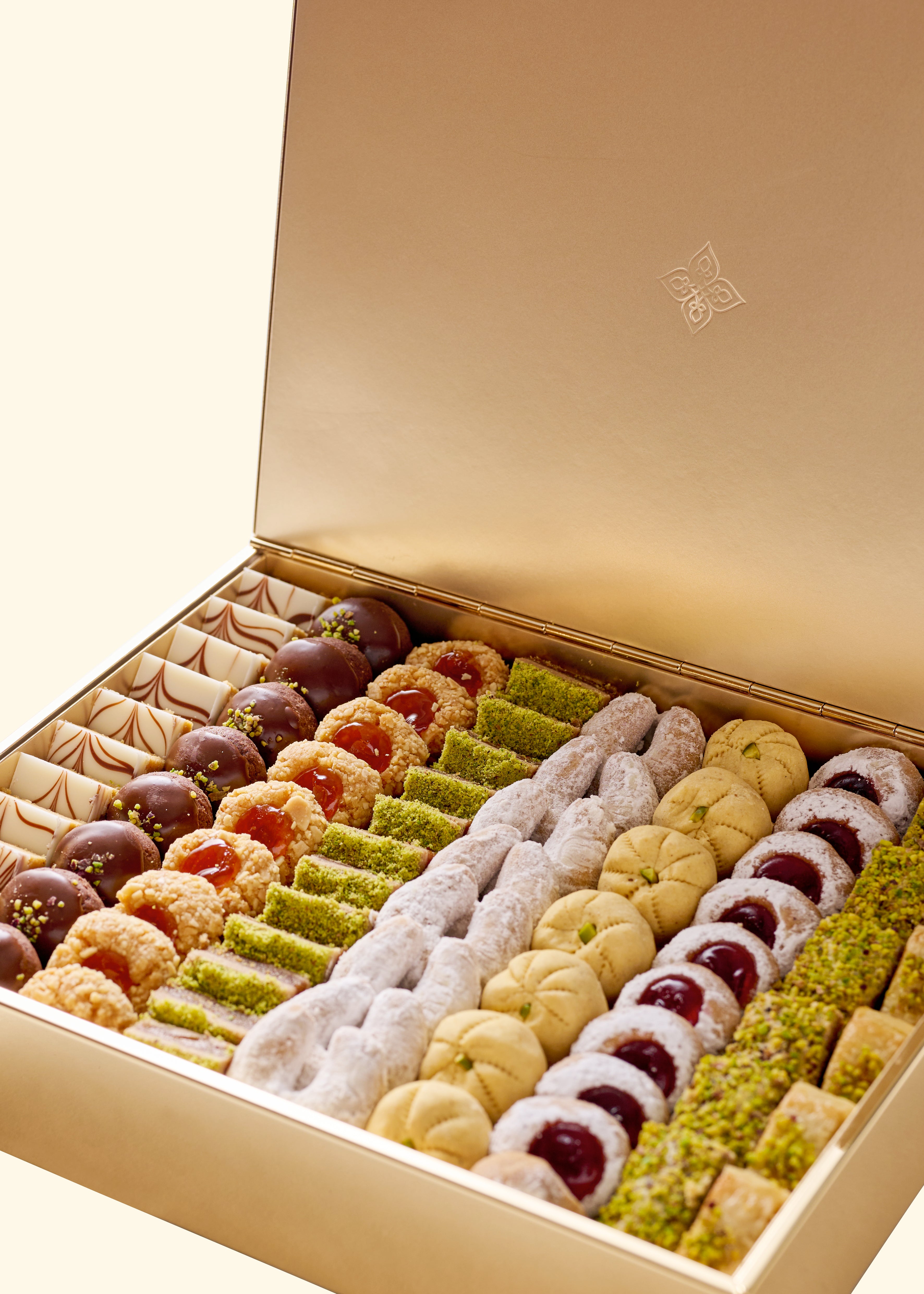 LARGE SWEETS METAL GOLD BOX